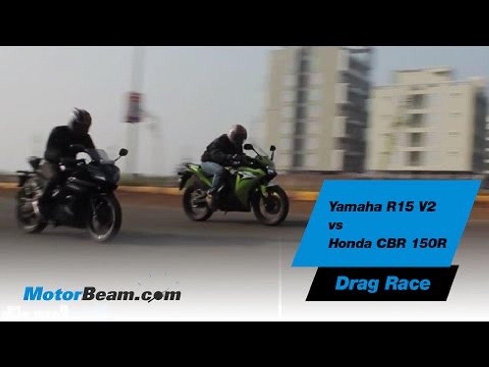 Yamaha R15 V2 vs Honda CBR150R - Drag Race | MotorBeam