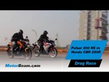 Pulsar 200 NS vs Honda CBR250R - Drag Race