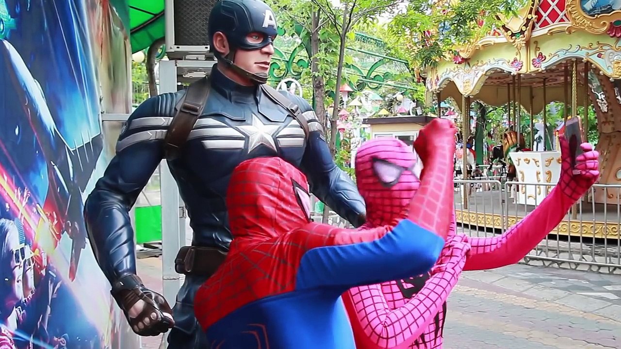 Spiderman & Pink Spidergirl in Real Life ! Spiderman & Frozen Elsa vs Joker ! Superhero In Real Life