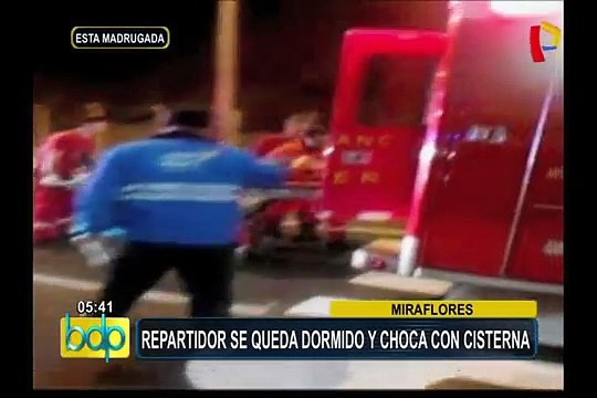 Miraflores: repartidor se queda dormido y choca contra cisterna