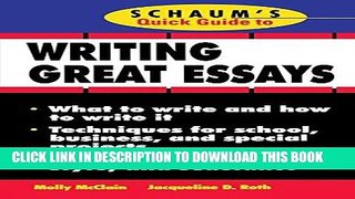 [Free Read] Schaum s Quick Guide to Writing Great Essays Free Online