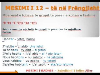 GRUPET E FOLJEVE NE FRENGJISHT  - MESIMI 12