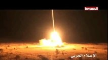 لحظة إطلاق الحوثيين الشيعة الموالين لايران صاروخا باليستيا باتجاه مكّة المكرمة