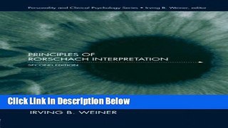 Books Principles of Rorschach Interpretation (Personality and Clinical Psychology Series) Full