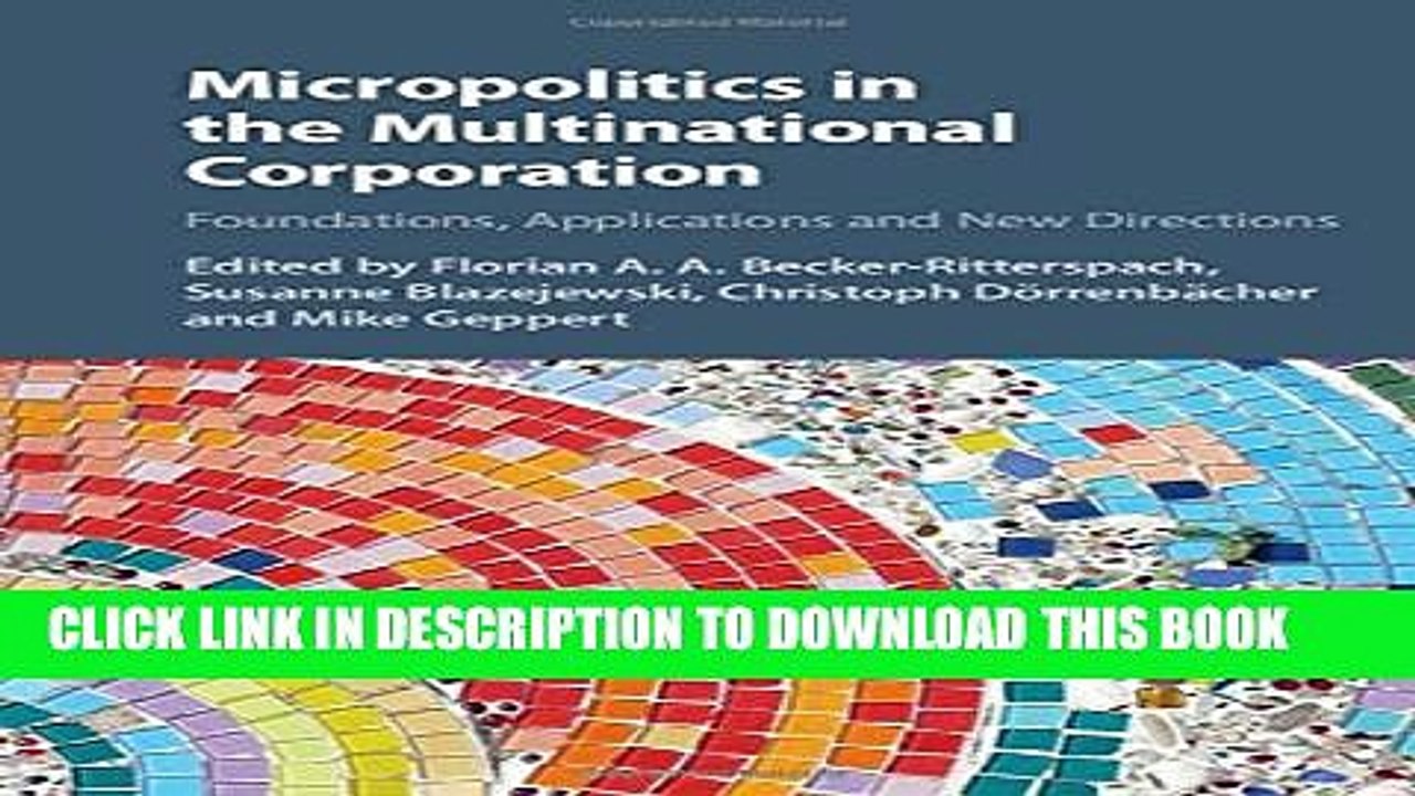 [PDF] Micropolitics in the Multinational Corporation: Foundations, Applications and New Directions