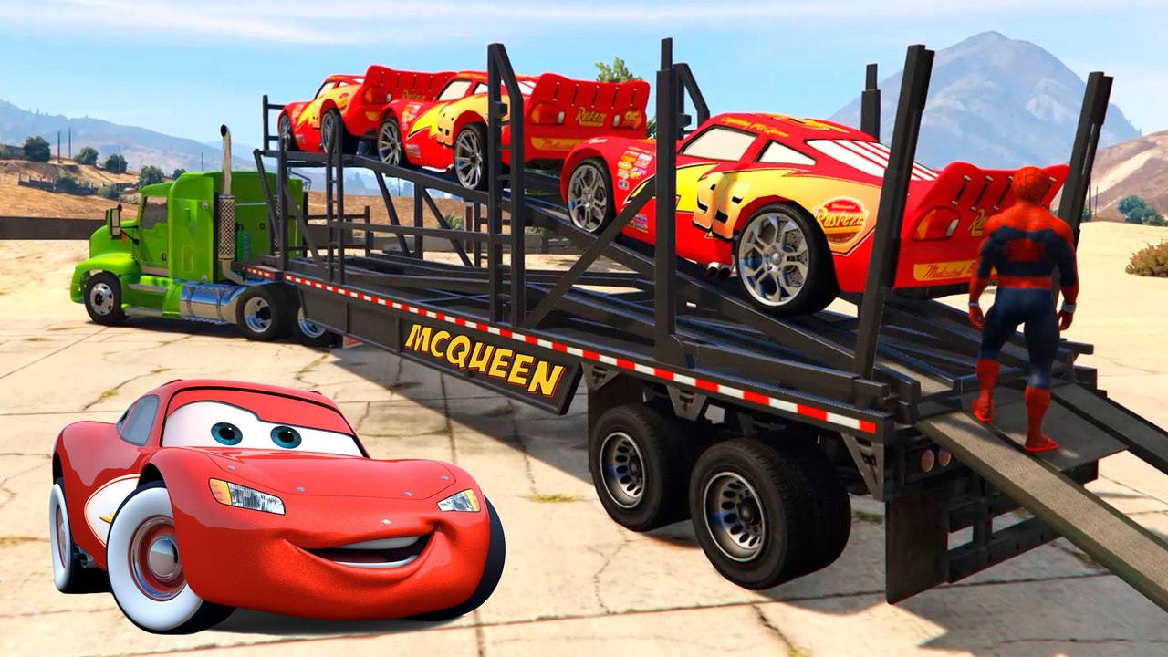 Classic Lightning McQueen Transportation with Spiderman! Disney Cars for Kids Nursery Rhymes Songs