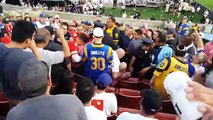 LA Rams vs Kansas City Chiefs fans fighting 82016