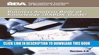 New Book A Guide to the Business Analysis Body of Knowledge(r) (Babok(r) Guide)