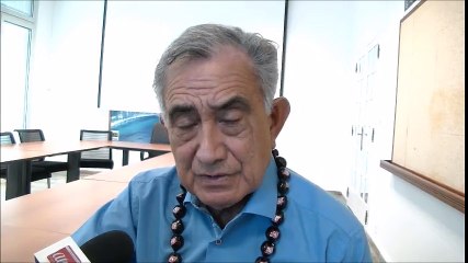 Oscar Temaru, nationaliste , candidat à la présidentielle de 2017, en visite à Bastia