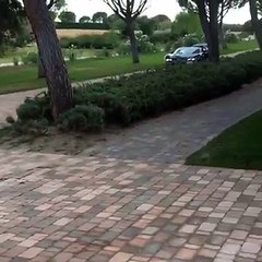 Cristiano Ronaldo driving his £1.7million Bugatti Veyron in his mansion