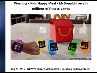 Warning – Kids Happy Meal – McDonald’s recalls millions of fitness bands