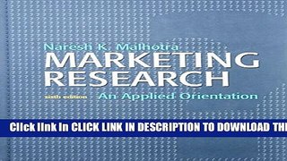 [PDF] Marketing Research: An Applied Orientation (6th Edition) Full Colection