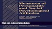 [Fresh] Measures of Personality and Social Psychological Attitudes: Measures of Social