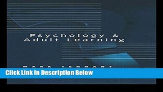 [Best Seller] Psychology and Adult Learning (Adult Education/Psychology Series) Ebooks Reads