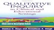 [Get] Qualitative Inquiry in Clinical and Educational Settings Online New