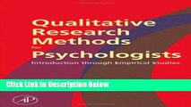 [Best] Qualitative Research Methods for Psychologists: Introduction through Empirical Studies Free