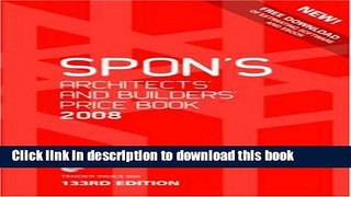 Read Spon s Architects  and Builders  Price Book 2008 (Spon s Price Books)  Ebook Free