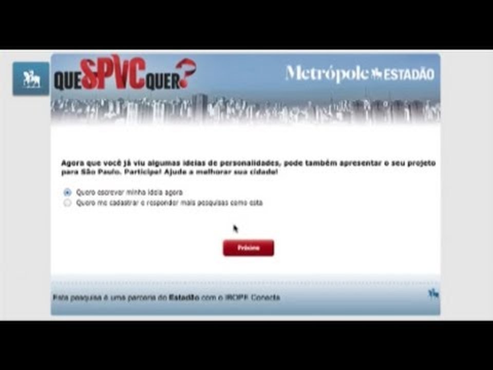 Participe do projeto "Que SP VC Quer?"