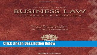[Best] Business Law, Alternate Edition: Text and Summarized Cases Online Books