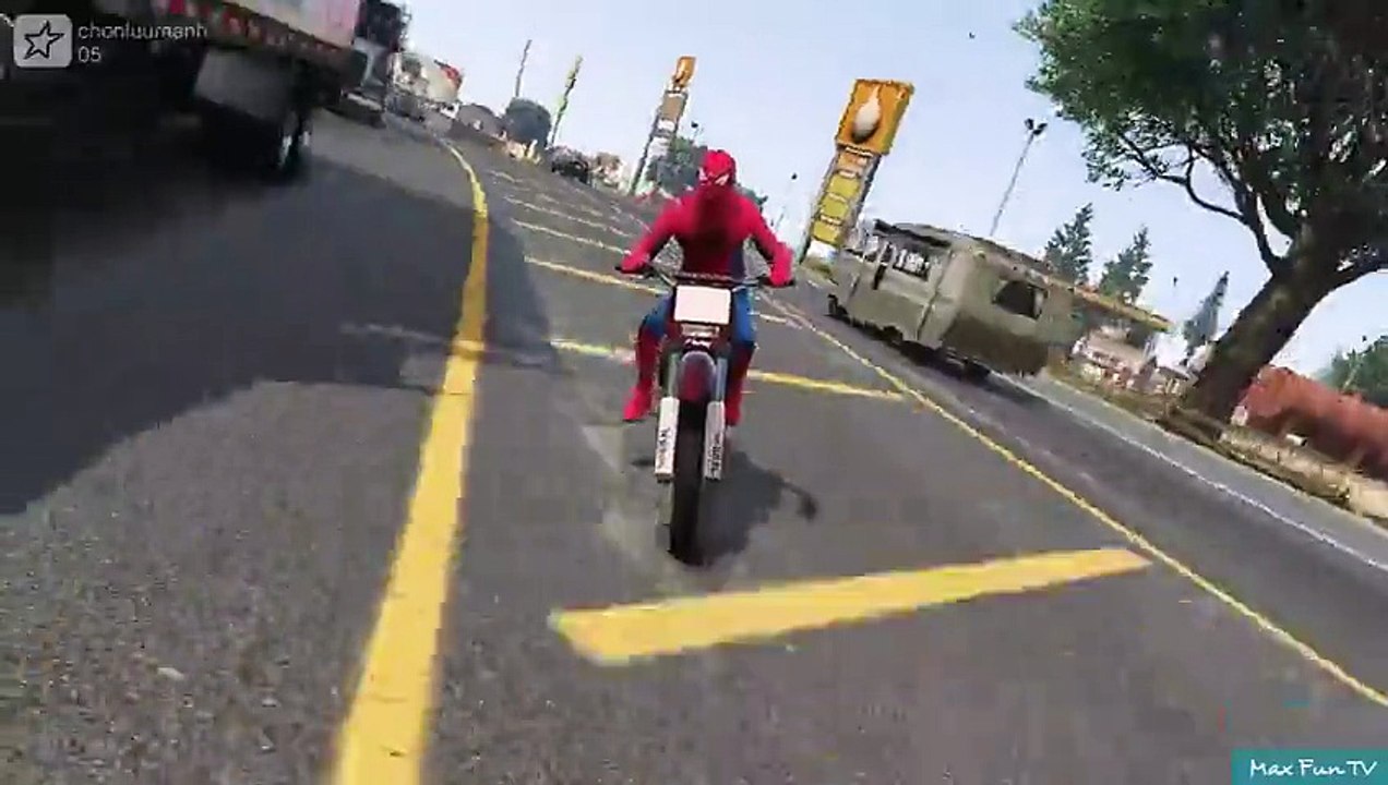 The SPIDER-MAN goes on street by MOTORBIKE and be ACCIDENT - Spiderman English Funny Video