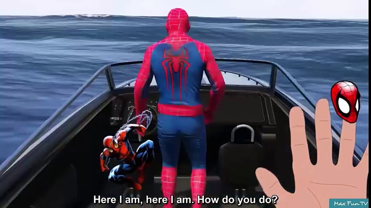 SPIDER-MAN'S Boat in the ocean - Finger Family Nursery Rhymes with lyrics - 3D Rhymes For Children