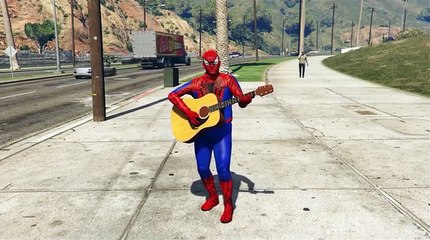 SPIDER-MAN plays the Guitar - Finger Family Nursery Rhymes with lyrics - 3D Rhymes For Children