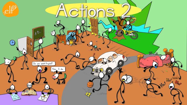 Actions 2 Verbs with Lyrics for Children - Elf Learning - ELF Kids Videos