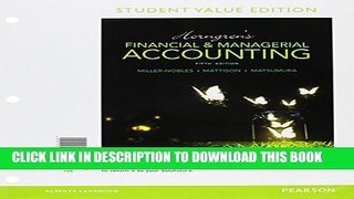 New Book Horngren s Financial   Managerial Accounting, Student Value Edition Plus MyAccountingLab