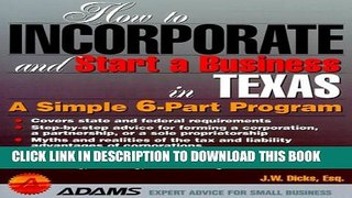 Collection Book How to Incorporate and Start a Business in Texas