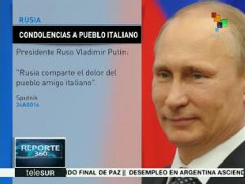 Pdte. ruso envía mensaje solidario a Italia sacudido por un terremoto