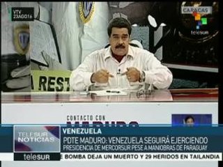 Maduro: Venezuela seguirá ejerciendo la presidencia de Mercosur