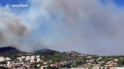 Huge brush fire breaks out in Catalonia, Spain