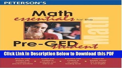 [Read] Math Essentials for the Pre-GED Student Ebook Free