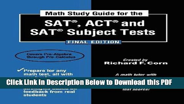 [Read] Math Study Guide for the SAT, ACT and SAT Subject Tests - Final Edition Free Books