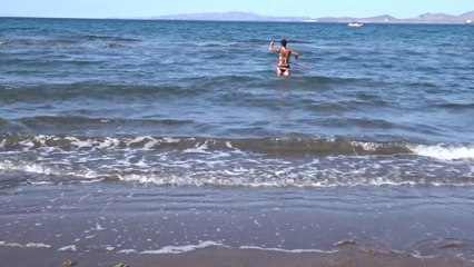 Hula Hooping to sandbar in Baja