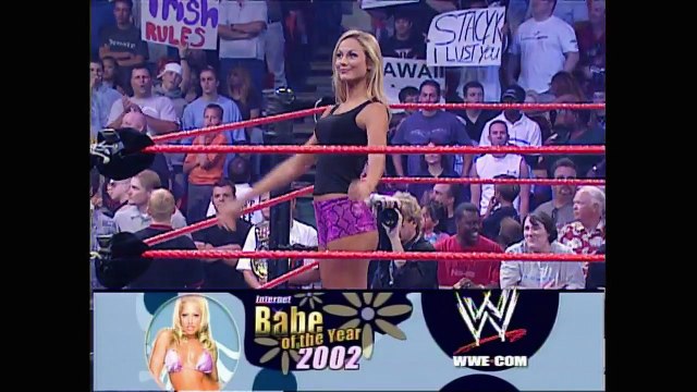 Stacy Keibler vs Trish Stratus Bra & Panties Paddle On A Poll Womens Title Match Raw 10.07.2002