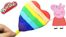 Play doh rainbow - Make heart ice cream rainbow along peppa pig español