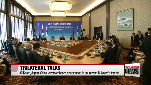 S. Korea, Japan, China vow to enhance cooperation in countering N. Korea's threats