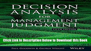 [Reads] Decision Analysis for Management Judgment Free Books