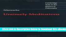 [Reads] Untimely Meditations (Cambridge Texts in the History of Philosophy) Online Ebook