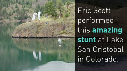 Stuntman pulls off amazing jet pack trick