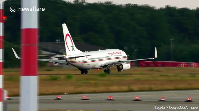 Aircraft struggles to take off at Frankfurt airport in Germany