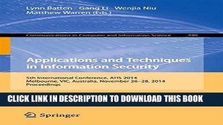 Collection Book Applications and Techniques in Information Security: International Conference,