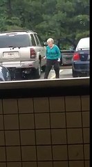 Old woman having fun