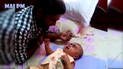 Baby and daddy moments - Funny Babies s Reaction When Daddy Cries Compilation