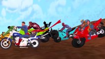 Bike Racing Videos For Children By Spiderman Ironman Hulk Batman Superman Cartoons
