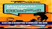 Collection Book Macalester College: Off the Record (College Prowler) (College Prowler: Macalester