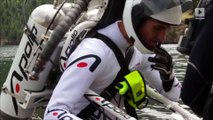 WATCH: Jet pack pilot performs first water-to-land stunt of its kind