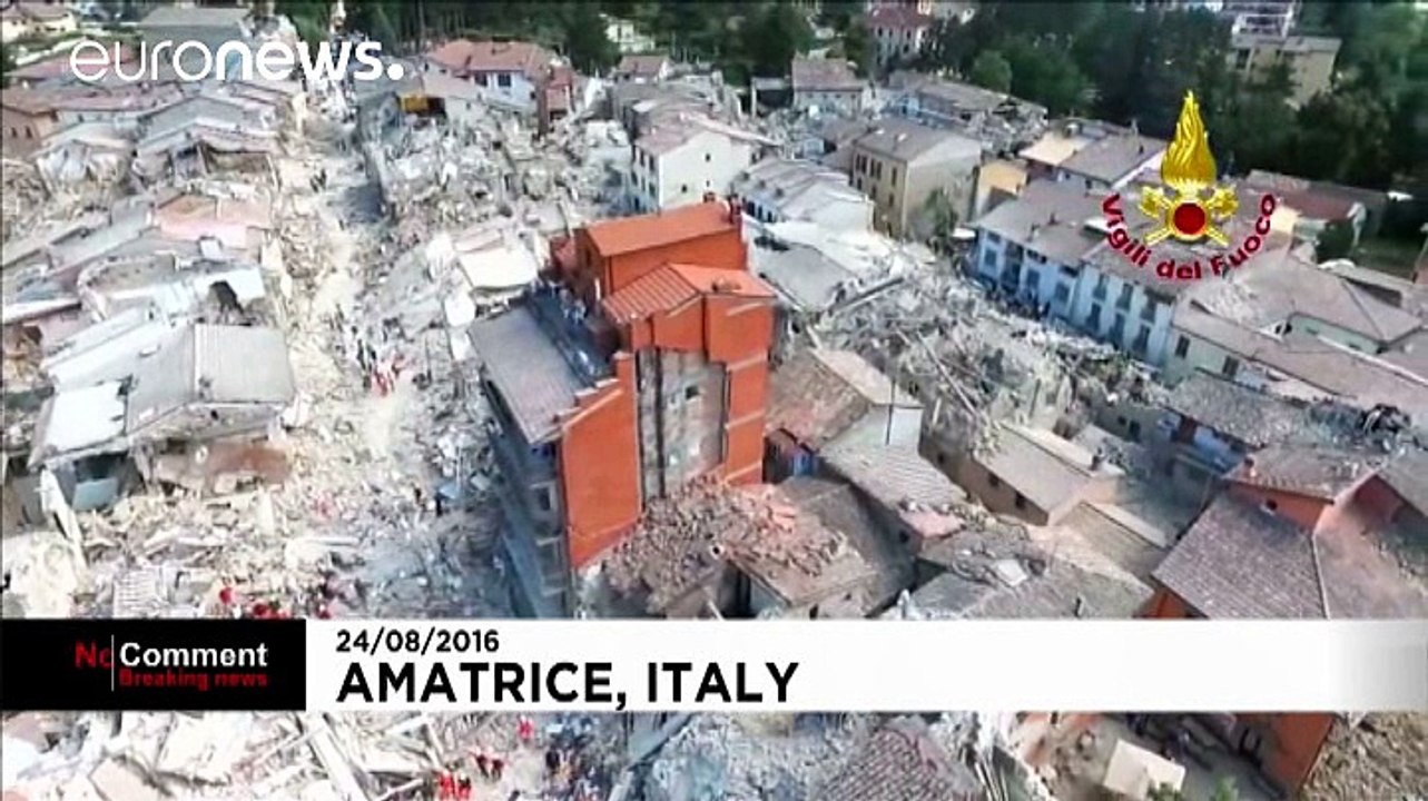 Italy quake: Drone footage shows scale of damage in Amatrice
