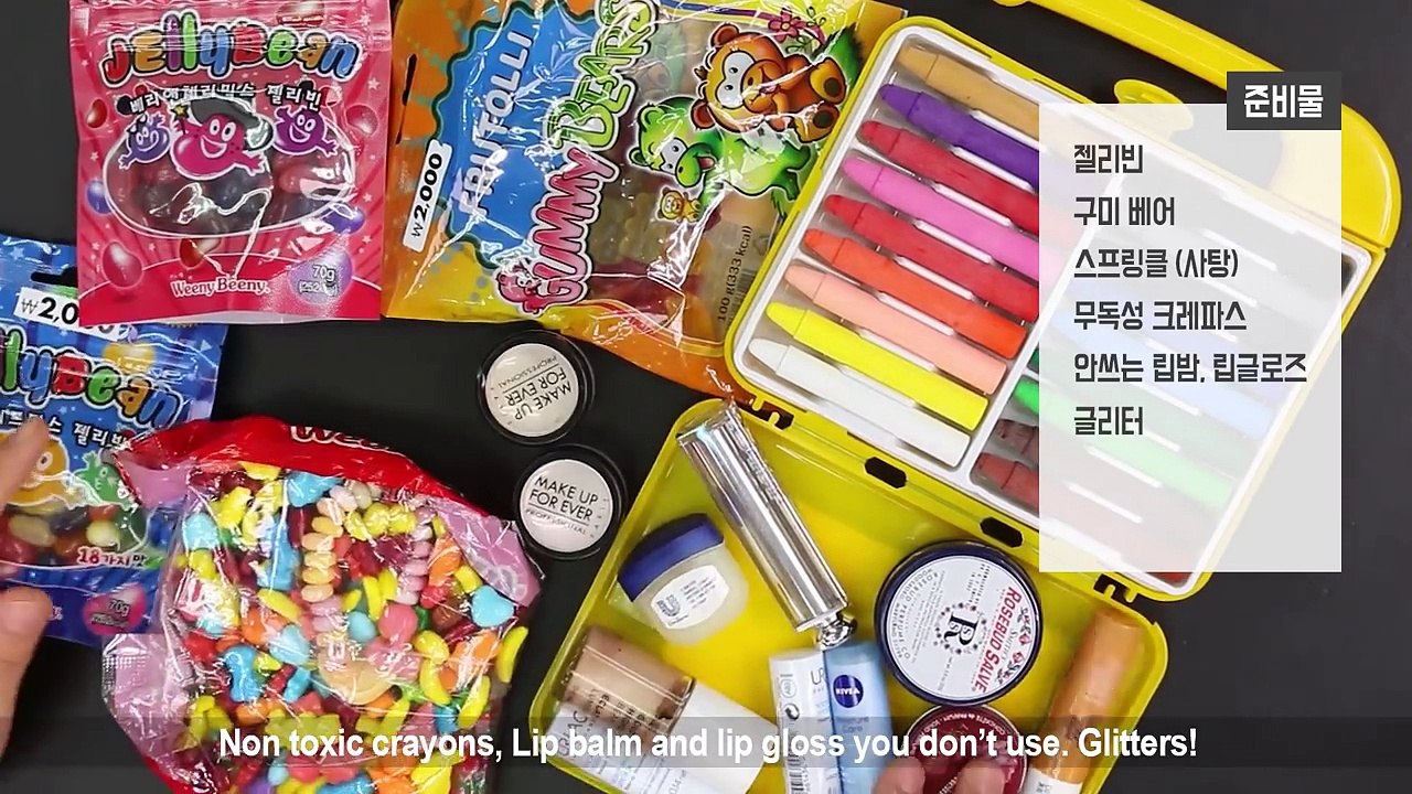 젤리, 캔디로 레인보우 립밤 만들기 - DIY rainbow jelly lip balm SSIN